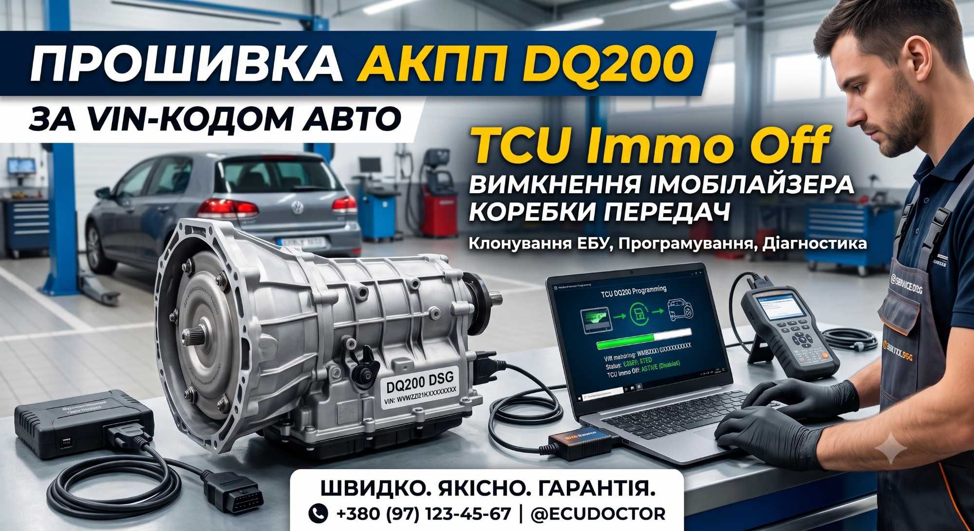 Zdalne oprogramowanie skrzyni DQ200 (DSG7) по VIN. TCU Immo Off